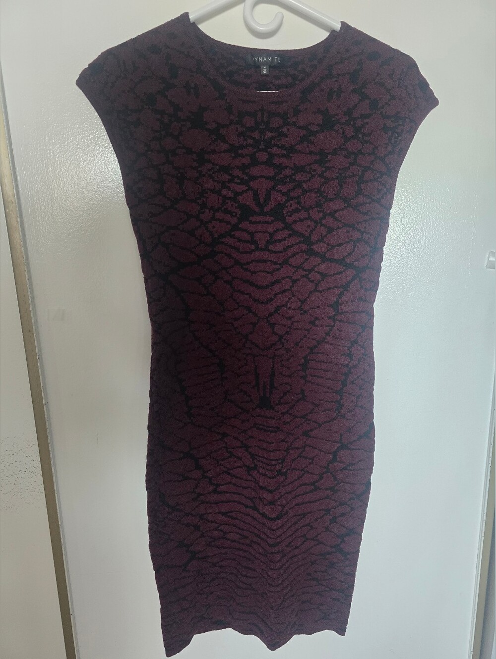 Dynamite Burgundy and Black Textured Midi Dress